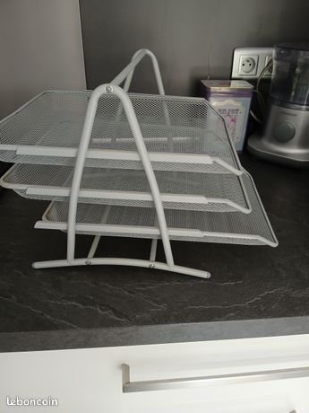 Bannette Corbeille courrier organiseur bureau acier gris prix donné