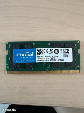 Barrette de RAM 16Go Crucial DDR4 3200MHz SODIMM