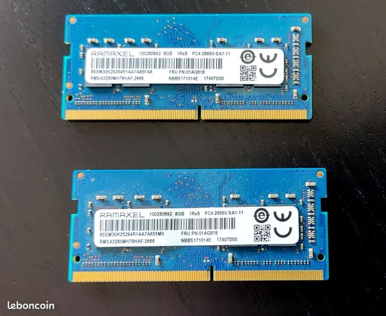 Barrettes de Mémoire vive PC portable- RAMAXEL 16Go 2X 8Go DDR4