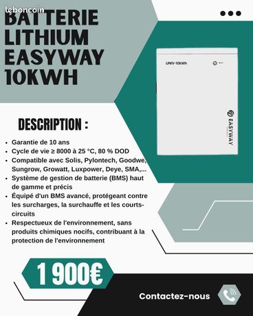 Batterie de stockage lithium 10 kWh⁯⁮‍⁮⁬‍⁪⁭⁪⁫⁬​⁭⁫⁠