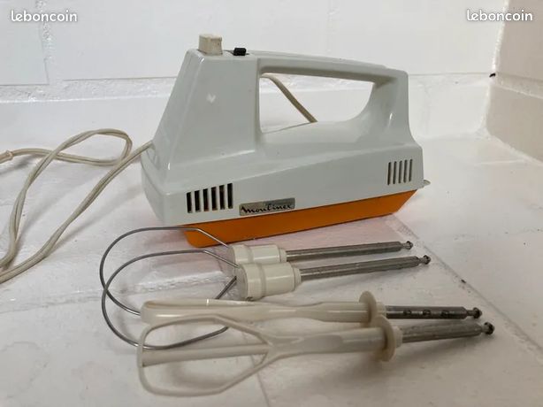 Batteur moulinex vintage blanc et orange années 70