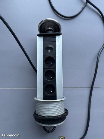 Bloc prises escamotable Evoline 3 prises Aluminium amovibles d'îlot de cuisine ou plan de travail