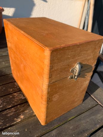 Boite à fiche trieur bureau bois grand notaire 2 compartiments fermoir