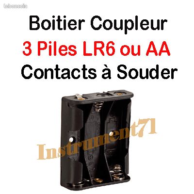 Boitier coupleur pour 3 piles AA lr6 Contacts à SOUDER