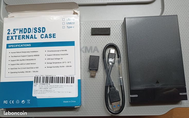 Boîtier de disque dur externe portable boîtier de disque dur 2.5 pouces câble Micro B USB 3.0 Type-C