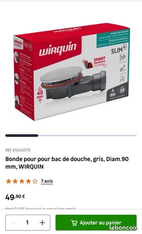 Bonde pour pour bac de douche, Diam.90 mm, WIRQUIN
