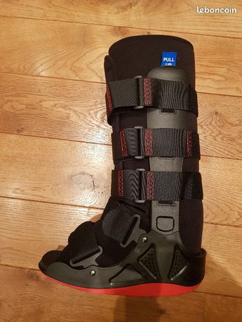 Botte de marche orthopédique excellent état + Cale de talon + Coussinets de confort