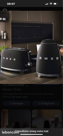 Bouilloire et grille pain smeg noir mat