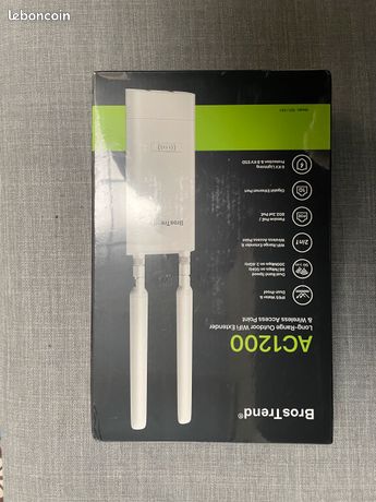 BrosTrend AC1200 Repeteur WiFi Extérieur Longue Portée avec Port POE Gigabit Amplificateur Sans Fil Exterieur Double Bande 867Mbps 5GHz & 300Mbps 24GHz IP65