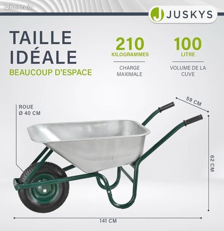 Brouette de jardin Juskys 100 litres