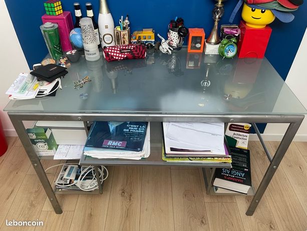 Bureau alu et verre