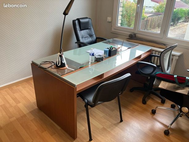 Bureau bois et verre