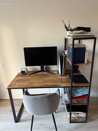 Bureau bois massif et acier très bon état