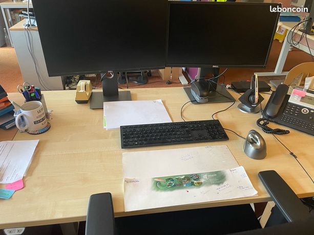 Bureau + double écran + clavier