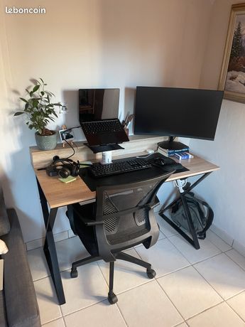 Bureau siège roulant écran et clavier