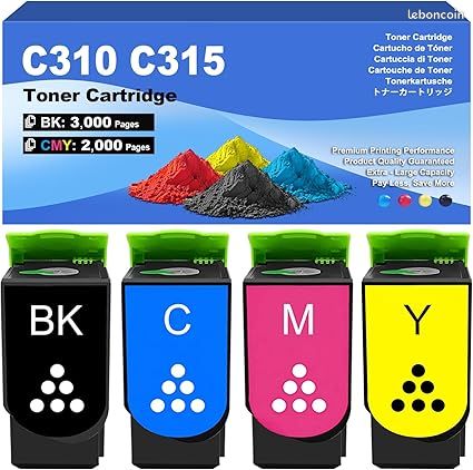 C310 C315 Toner Cartridge 3000 Pages Compatible avec Xerox pour C310 C310dni C310dnim C315 C315dni C315dnim Laser Imprimante 006R04356 006R04357 006R04358 006R04359 4 Pack BK/C/M/Y
