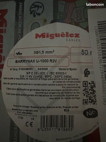 Câble électrique 3g1,5