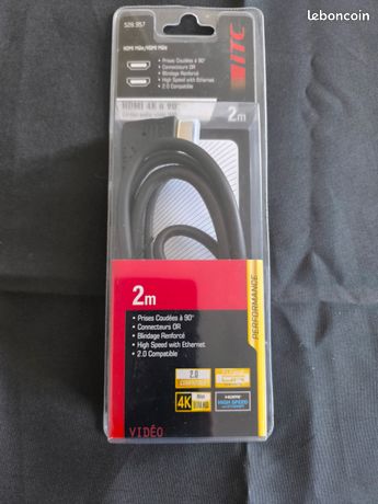 Câble hdmi 4k neuf coudé a 90°