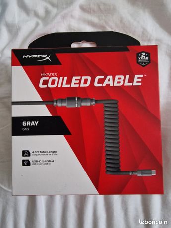 Câble HyperX USB-C en spirale gris Neuf jamais utilisé