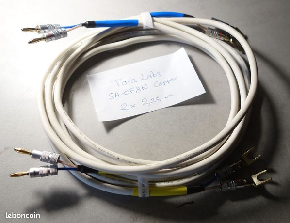 Cables enceintes montés TARA Labs Prism Omni SA-OF8N super OFC 2x225m + bananes + fourches