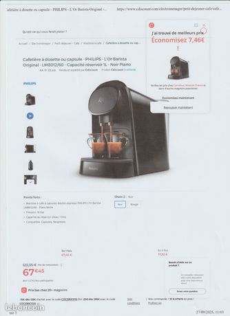 Cafetière l'or Barista à dosettes