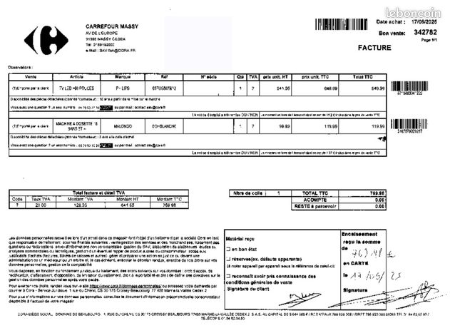 Cafetière Malongo Expresso neuve facture