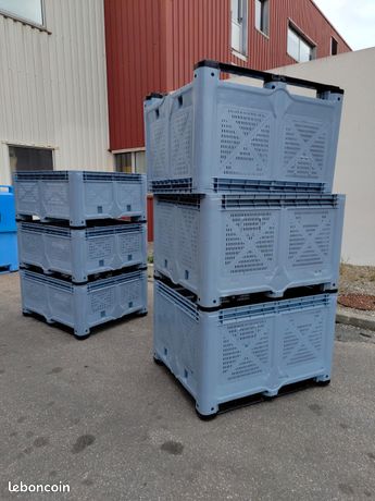 Caisse palette occasion ajourée 692L avec semelles 120x100x78