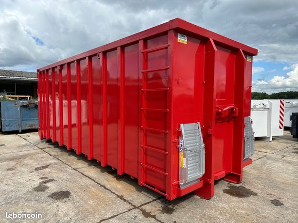 Caisson benne polybenne 37.5 m3 pour usage agricole bois … ampirol ampliroll 6.50 × 2.40 × 2.40 intérieur angles droit + PORTES UNIVERSELLES TP RENFORCEE + 2 Trappes + 4 Crochets Arrimage