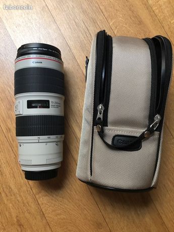 Canon EF 70-200mm f.28 Mark III + boîte + pare soleil + pochette