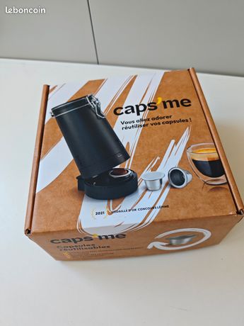 Caps'me caps me kit capsules rechargeables réutilisables pour Nespresso (1 shaker + 3 capsules réutilisables en inox + 48 couvercles opercules en papier)