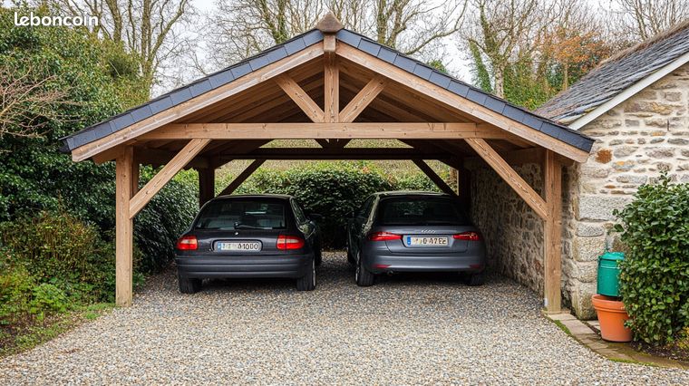 Carport bois en kit 2 voitures