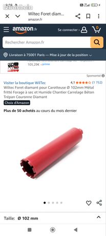 Carroteuse diament diamètre 102mm