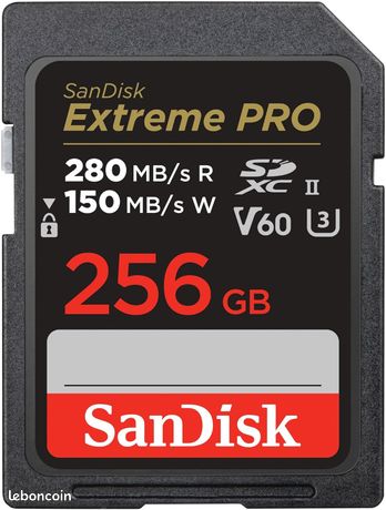 Carte mémoire SD SanDisk Extreme Pro 256 Go Noir