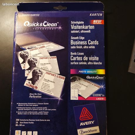 Cartes de visite avery
