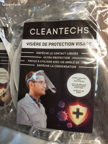 Carton de 70 visières transparentes de protection neuves sous blisters