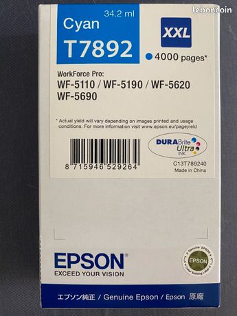 Cartouche Epson Cyan T7892 XXL