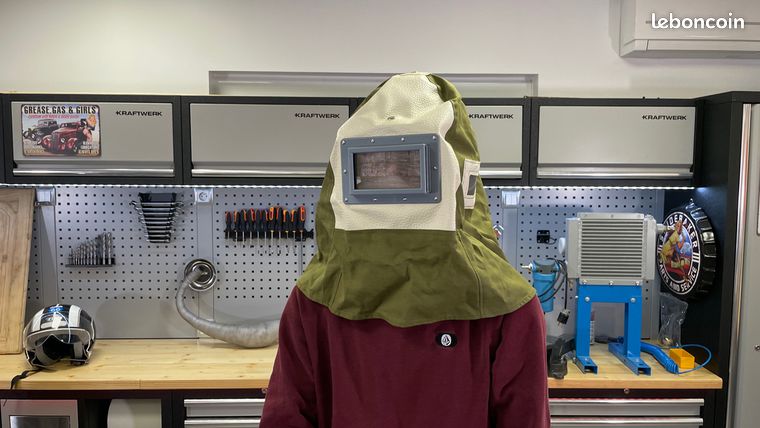 Casque De Sablage C2M Decap Protection Intégrale Pour Opérations DAérogommage Etat Neuf