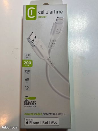 Cellular Line Câble Lightning Lightning mâle pour USB mâle 2 m