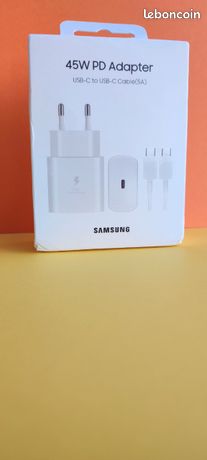 Chargeur super rapide USB C PD 45 W Samsung avec câble de charge rapide USB C vers Type C