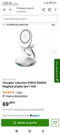 Chargeur induction FORCE POWER MagSafe pliable 3en 1 15W