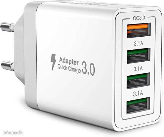 Chargeur USB 40W Prise USB Multiple 4 Ports
