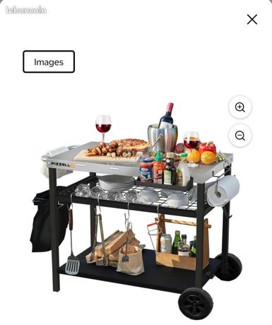 Chariot à roulettes pizzas