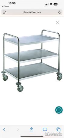 Chariot de service inox 3 niveaux 855x535x925 cm 120 kg pro.cooker