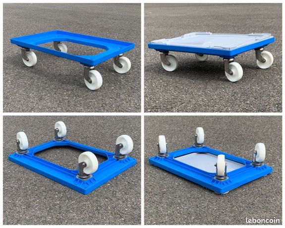 Chariot socle rouleur 60 x 40 et 40 x 30 cm – chappes en inox