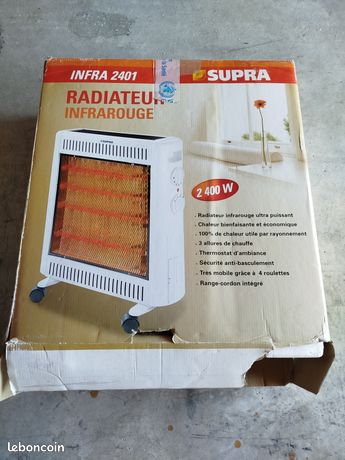 Chauffage infrarouge Supra comme neuf 2400w lors du dernier demenagement il manque 2 roulettes