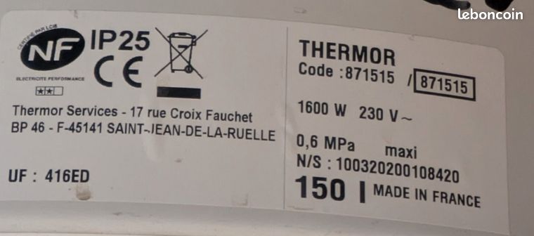 Chauffe eau 150l + trépied