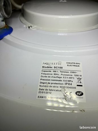 Chauffe eau électrique Aquastic Sc 100