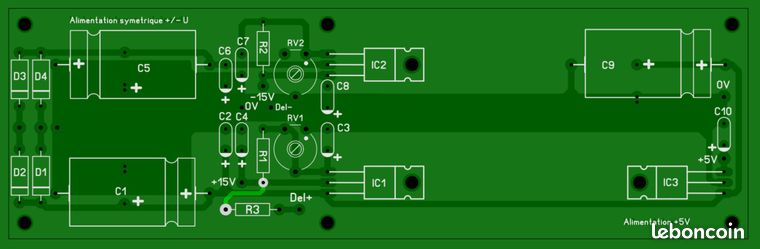 Circuit imprimé alimentation symétrique