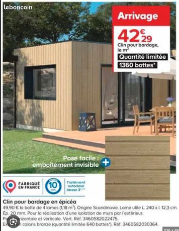 Clin pour bardage épicéa bronze L. 240 m