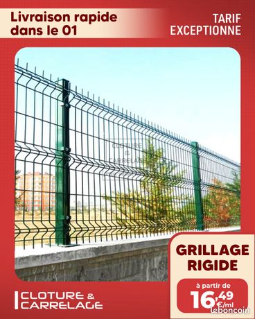 Clôture Rigide en Panneaux Grillage Rigide PRO Grillage rigide avec poteaux et capuchon inclus
